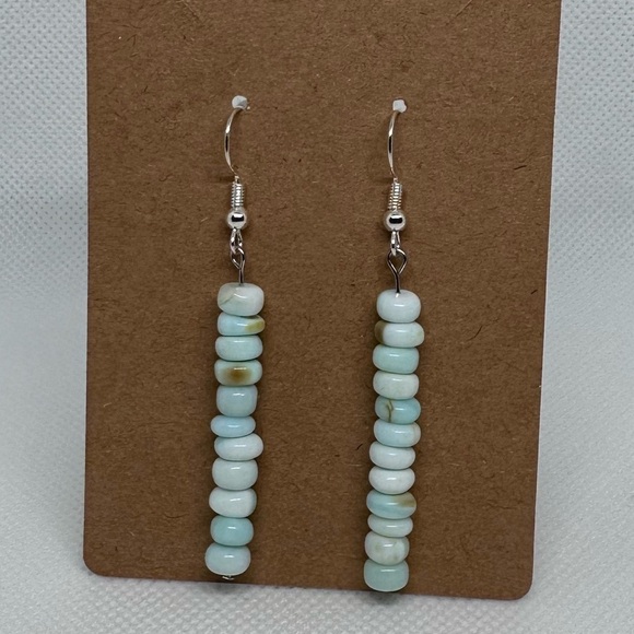 Peruvian Opal earrings Elegant Blue Beaded handmade - Picture 2 of 4